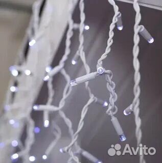 Гирлянда мерцающая бахрома, цвета на выбор