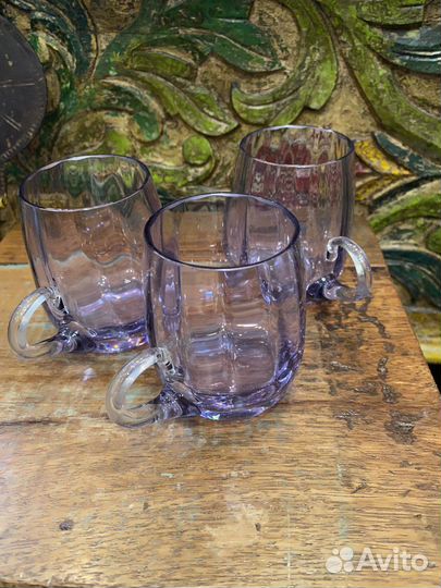 Кружки стеклянные СССР. аметистовое стекло