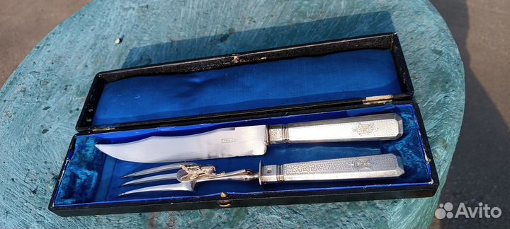 Антикварный набор для мяса серебро,Франция 19 век