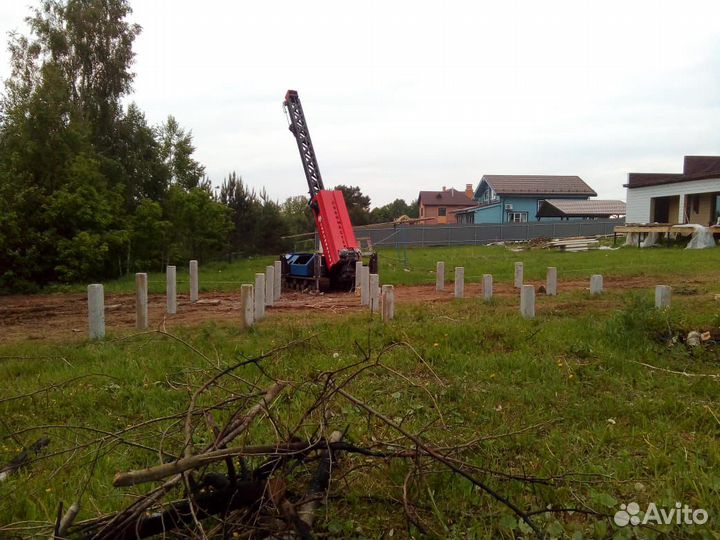 Фундамент на ж/б сваях.Забивка ж/б свай