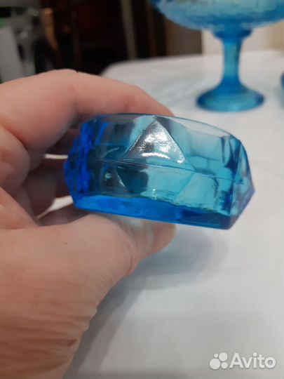 Соусник индивидуальный из синего стекла