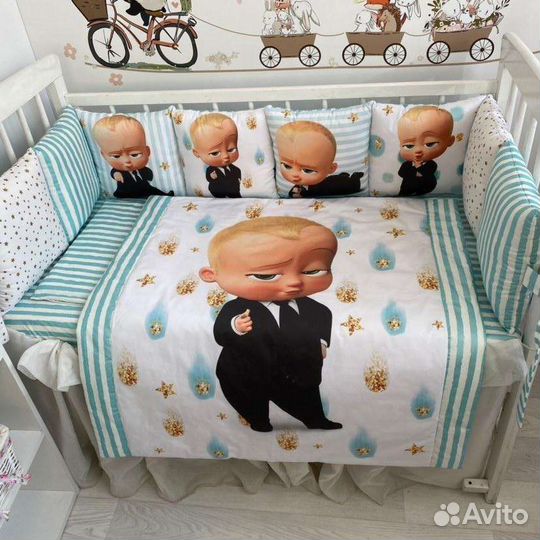 Комплект в детскую кроватку с балдахином, коконом