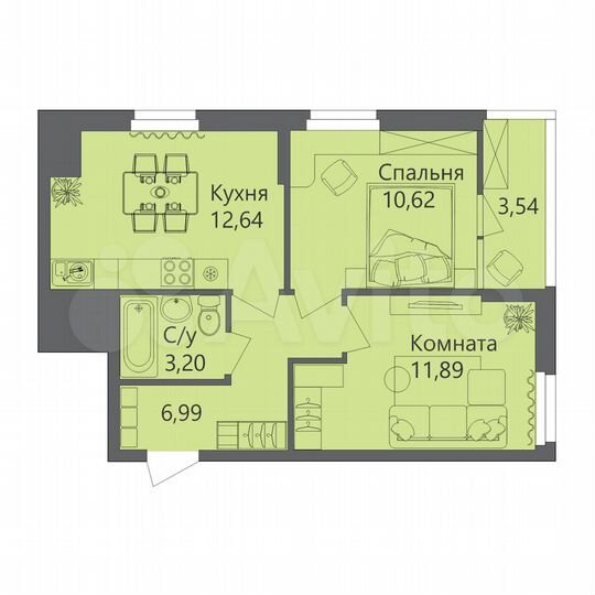 2-к. квартира, 47,1 м², 8/10 эт.