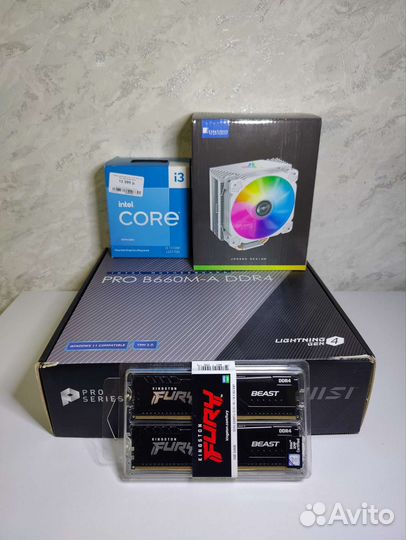 Новый комплект i3 12100f+msi b660m-a+16gb+кулер