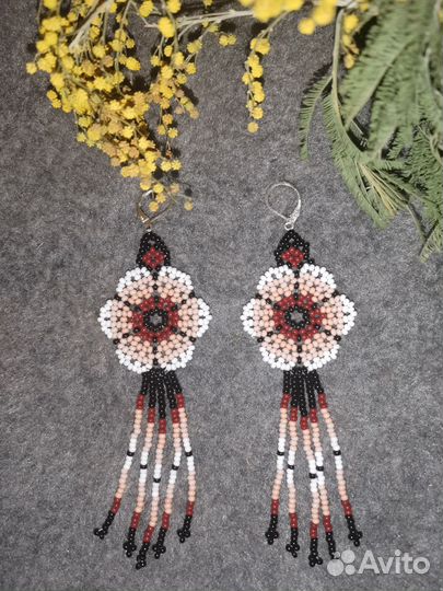 Серьги из бисера ручная работа