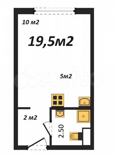 Квартира-студия, 19,5 м², 1/10 эт.