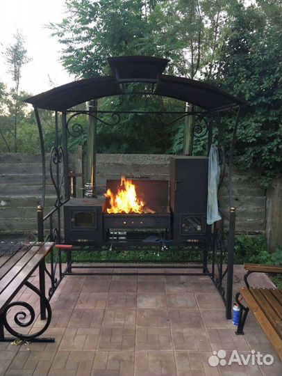 Мангальная зона гриль барбекю коптильня казан печь