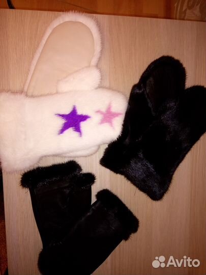 Варежки норковые новые