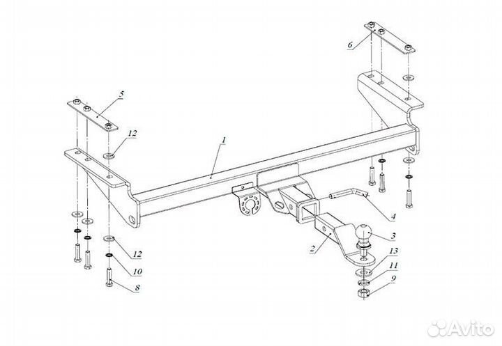 Фаркоп Тойота (Toyota) Hilux 2015- (арт.FA 0971-E)