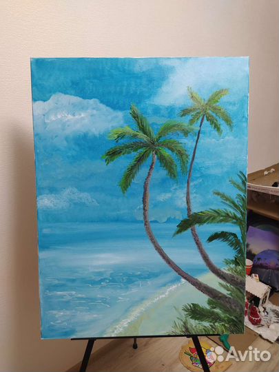 Картина маслом на холсте Тропики.Морской бриз.Море