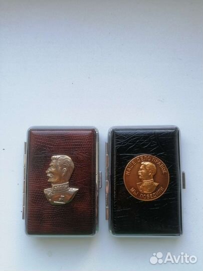 Портсигар СССР, Сталин, Ленин на 12 сигарет