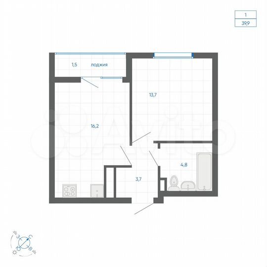 1-к. квартира, 39,9 м², 27/32 эт.