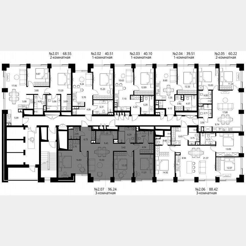3-к. квартира, 96,2 м², 2/27 эт.