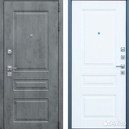 Дверь входная серая металлическая Лира