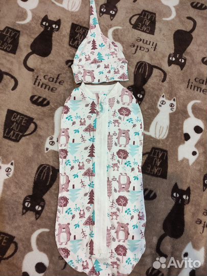 Кокон-пеленка с шапочкой для малыша