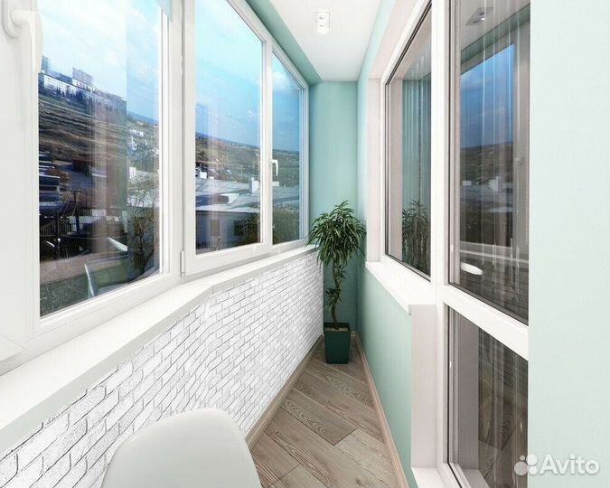 Теплое остекление П-образного балкона