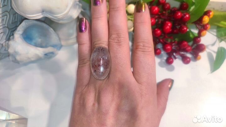 Потрясающее кольцо с рутилом 17,75 р-р серебро 925