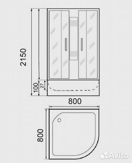 Душевая кабина Parly Frost (F811B) (80х80)