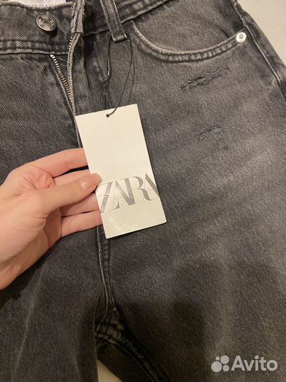 Джинсы zara mom fit 36 серые