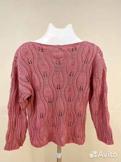 Джемпер женский ажурный ручной работы из хлопка