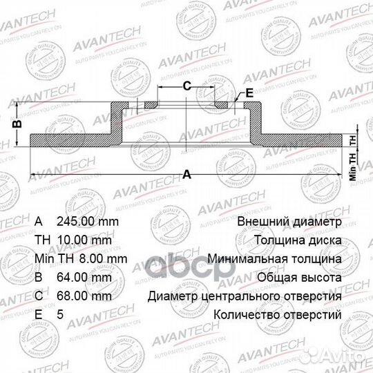 Диск тормозной BR2808S avantech