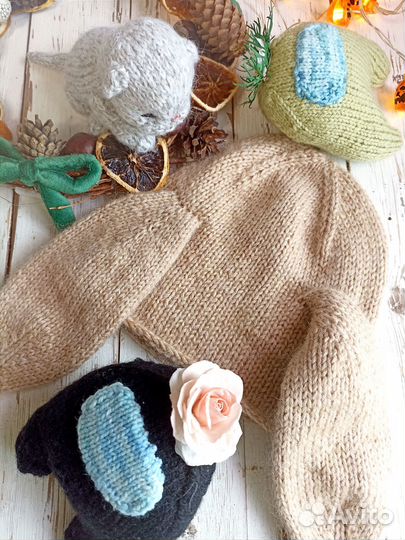 Шапка, зоо шапка, шапка с ушками