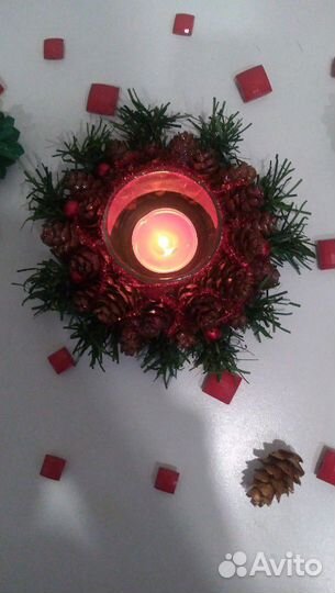 Новогодние подсвечники ручной работы