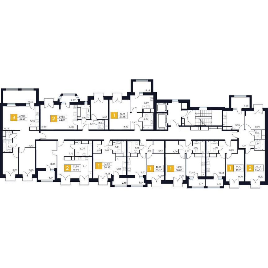 2-к. квартира, 50,5 м², 12/15 эт.