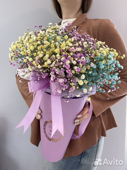 Гипсофила в коробке. Букет. Цветы с доставкой