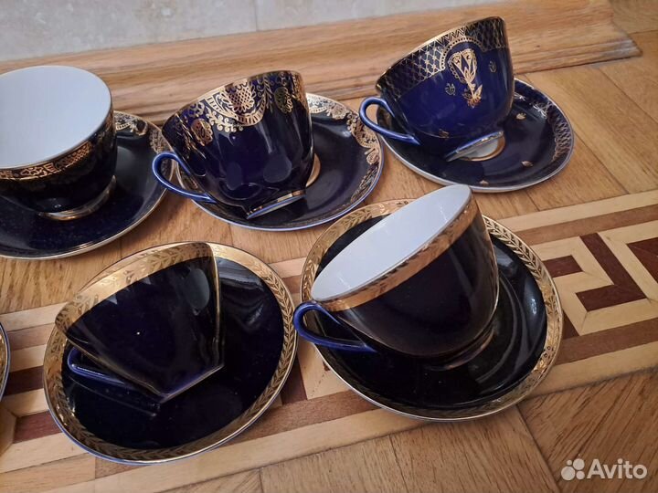 Чайная пара лфз (кобальт, золото ссср) 4 вида