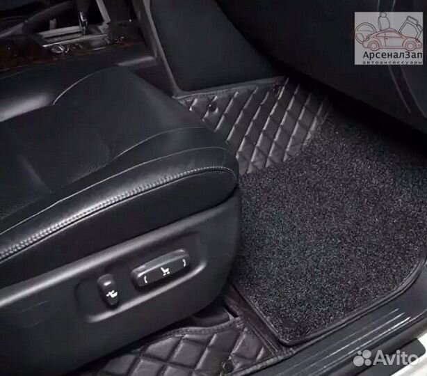 Коврики BMW 3 F30, 3d из экокожи черные/черный шов