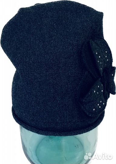 Шапка шерсть серая женская