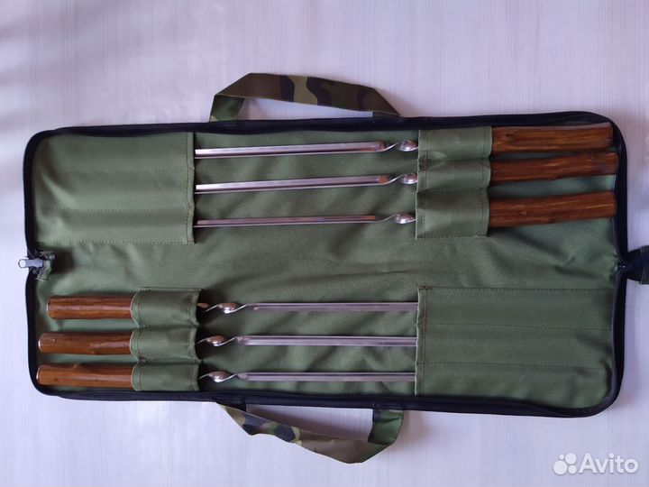 Шашлычный набор в футляре с ручкой эко