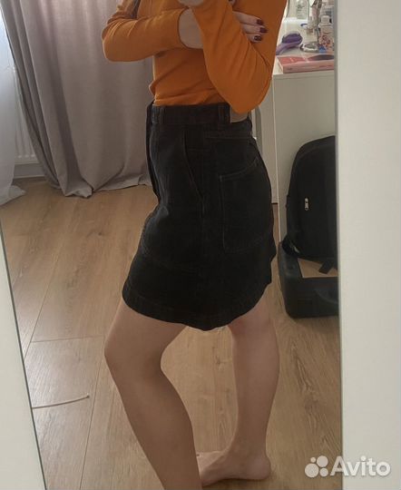 Юбка джинсовая monki черная s-m