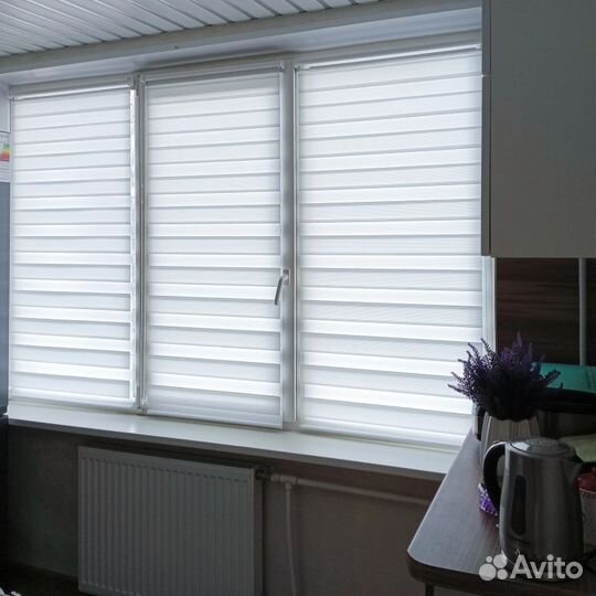 Рулонные шторы зебра в коробе N7049