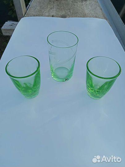 Стопки СССР зелёное стекло