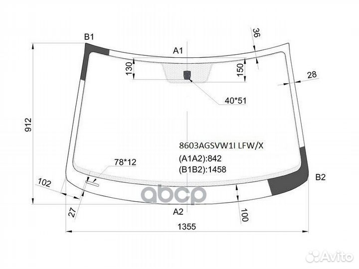 Стекло лобовое volkswagen polo sedan 10-15 (пят