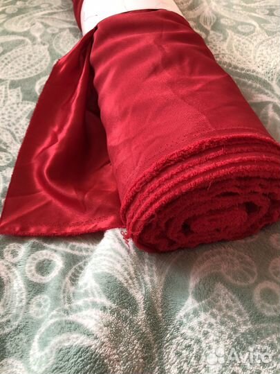 Ткань крепсатин креп-сатин красная материал продам