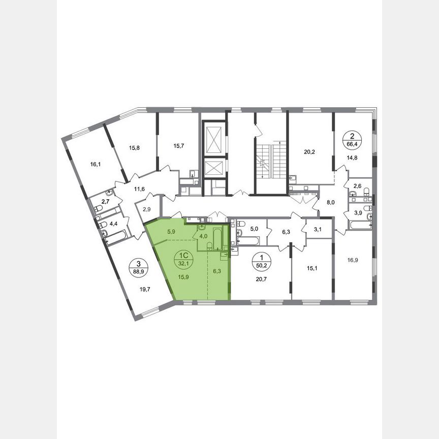 Квартира-студия, 32,1 м², 14/17 эт.