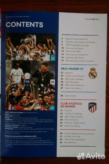 Программка Supercup Tallinn 2018 Real Madrid - clu