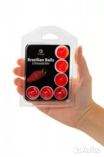 Набор из 6 шариков с массажным маслом Brazilian Balls с ароматом клубники
