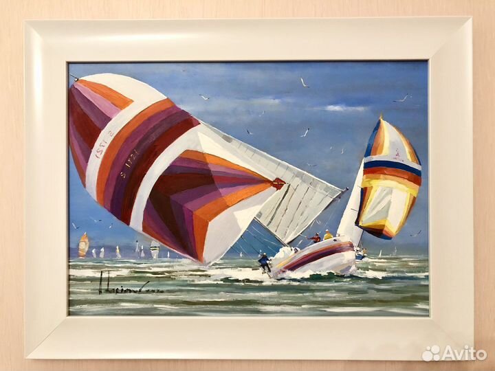Картина маслом парусники в море
