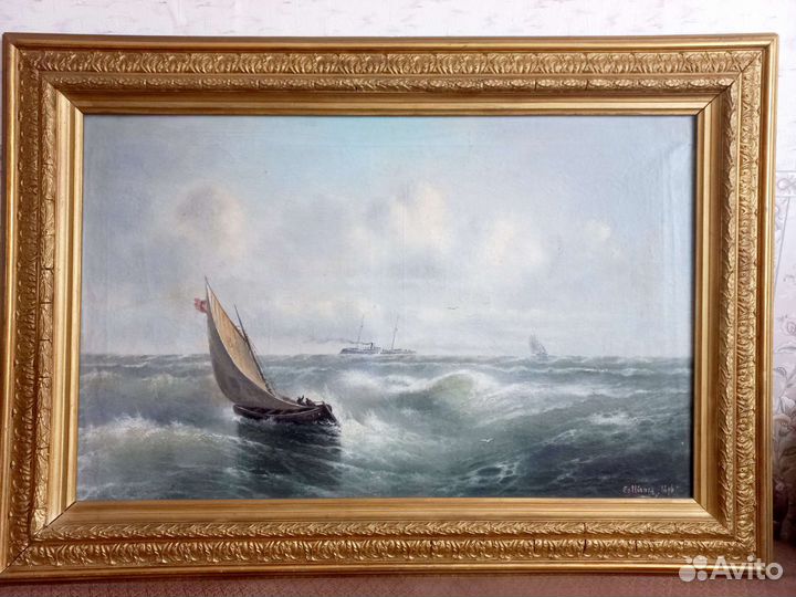 Картина морской пейзаж 1896 год Collianos 120/84см