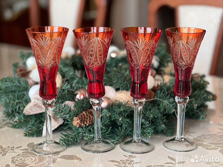 Фужеры/цветной хрусталь