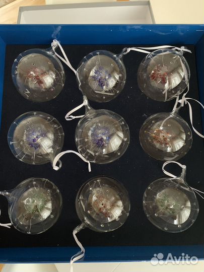 Новогодняя игрушка, стеклянный шар, набор 9 шт