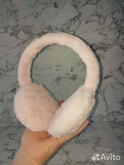 Розовые Меховые наушники / зимние наушники (ушки)