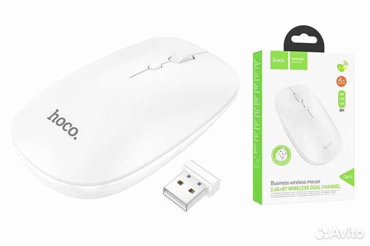 Мышь беспроводная Hoco GM15 BT v3.0/2.4G/1600 dpi