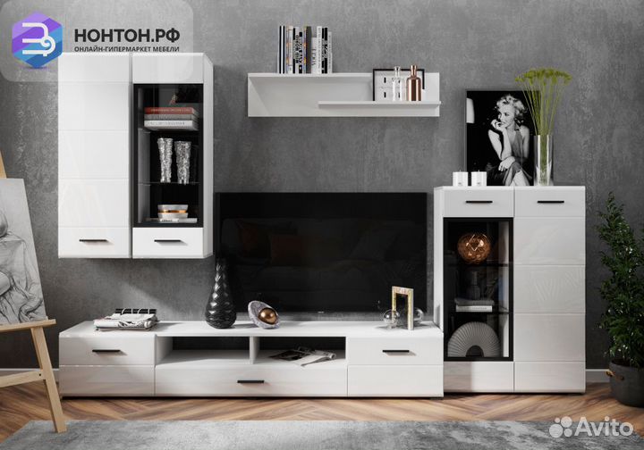 Гостиная Gloss №2 белый глянец / белый бриллиант