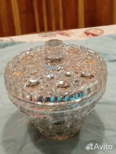 Вазочка с крышкой хрусталь СССР