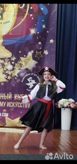 Пиратский костюм на девочку рост 128 -140